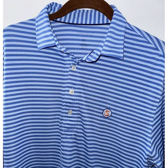 Johnnie O Mens Golf Polo Medium/M Blue‎ Stripes - Picture 1 of 7